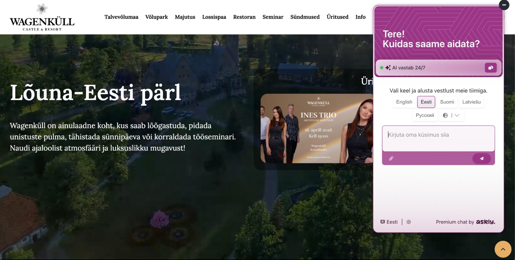 Wagenküll Castle & Resort: AI vastab 91% küsimustest