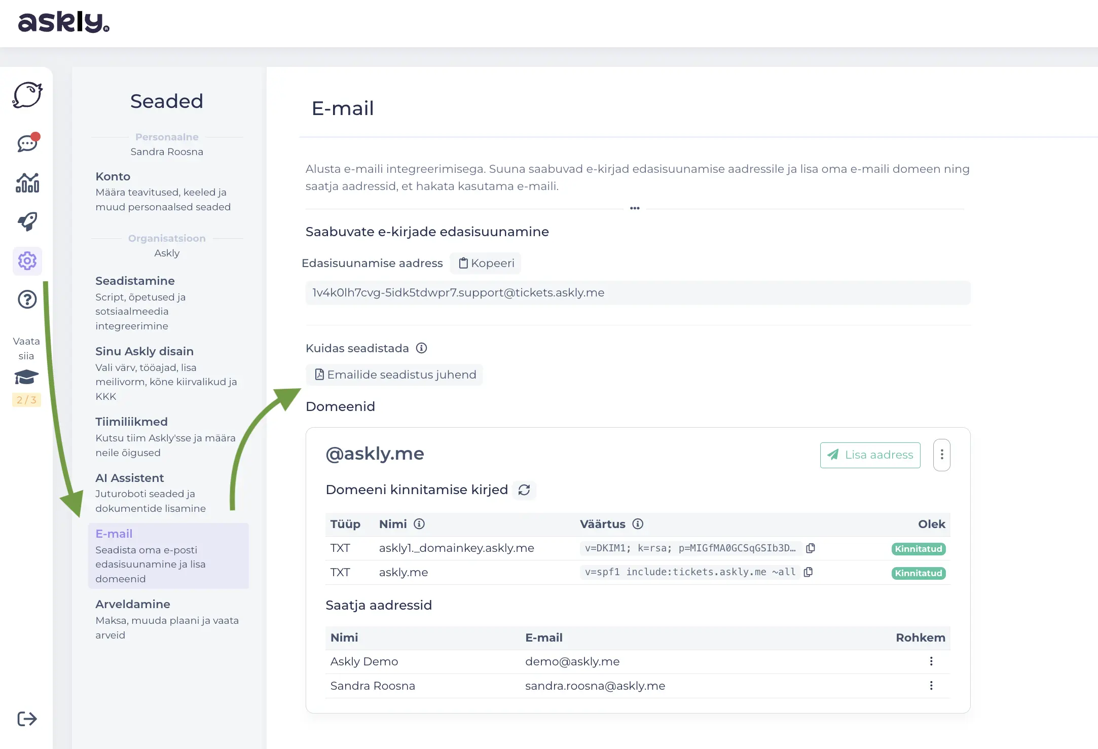 E-posti liidestamine