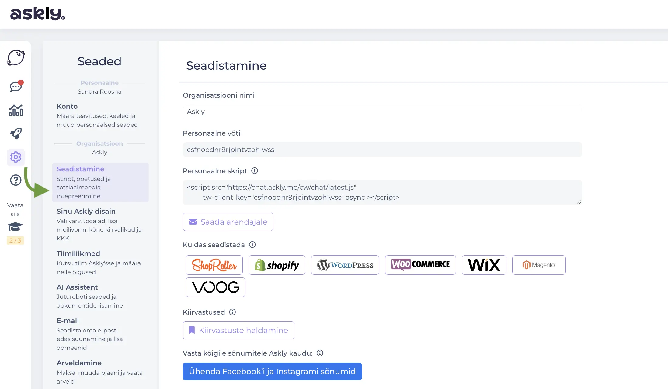 Lisa Askly oma lehele